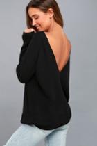 Lulus | Just For You Black Backless Sweater | Size X-small