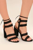 Jacobies Claudine Black Denim Lace-up Heels