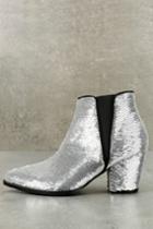 Machi | Melody Silver Sequin Ankle Booties | Size 10 | Lulus