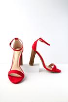 Taylor Red Suede Stacked Ankle Strap Heels | Lulus