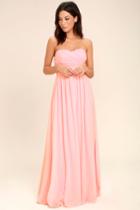 Lulus | All Afloat Blush Pink Strapless Maxi Dress | Size Small | 100% Polyester