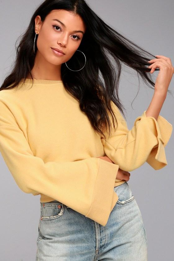 Project Social T | Louis Golden Yellow Cropped Sweatshirt | Size X-small | Lulus