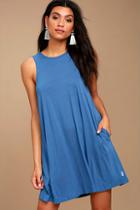 Rvca Sucker Punch 2 Denim Blue Swing Dress