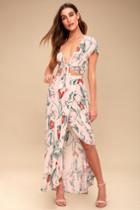Magdalena Blush Pink Floral Print Two-piece Maxi Dress | Lulus