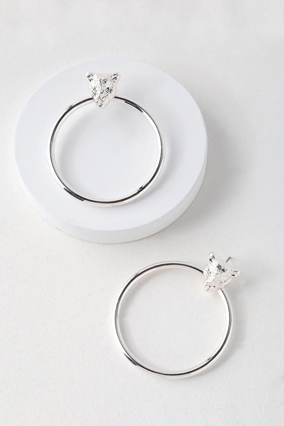 Lion's Roar Silver Hoop Earrings | Lulus