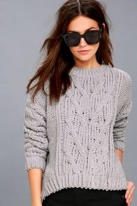 J.o.a. Beth Grey Cable Knit Sweater