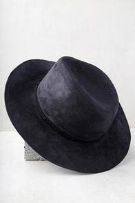 Lulus What I Like Black Suede Fedora Hat