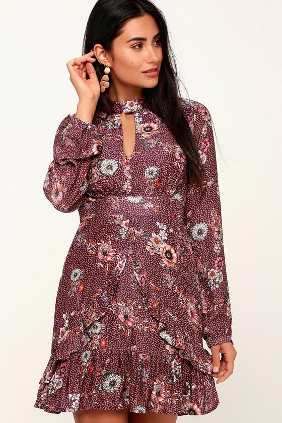 Lost + Wander Sundance Purple Floral Print Long Sleeve Dress | Lulus