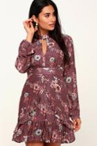 Lost + Wander Sundance Purple Floral Print Long Sleeve Dress | Lulus