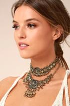 Lulus | Dreams In Bali Gold Choker Necklace Set