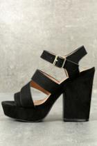 Qupid | Laurel Black Suede Platform Heels | Lulus