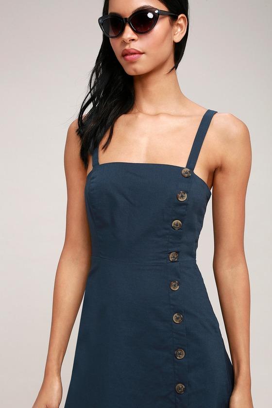 Louetta Navy Blue Button-down Mini Dress | Lulus