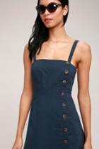 Louetta Navy Blue Button-down Mini Dress | Lulus