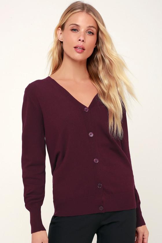 Accomplished Plum Purple Long Sleeve Cardigan Sweater | Lulus
