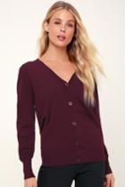Accomplished Plum Purple Long Sleeve Cardigan Sweater | Lulus