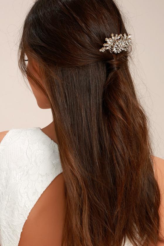 Lulus | Peak Of Perfection Gold Rhinestone Hair Comb