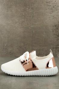 Liliana Lena White Knit Sneakers