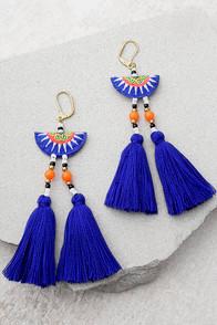 Shashi Camilla Blue Tassel Earrings