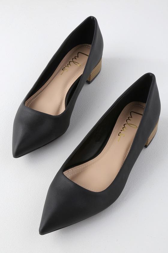 Alessia Black Low Pointed-toe Heels | Lulus
