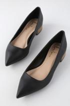 Alessia Black Low Pointed-toe Heels | Lulus