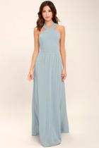 Lulus Air Of Romance Light Blue Maxi Dress