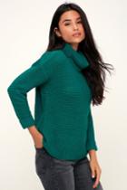 Jack By Bb Dakota Catchin' Feels Teal Green Cowl Neck Sweater | Lulus