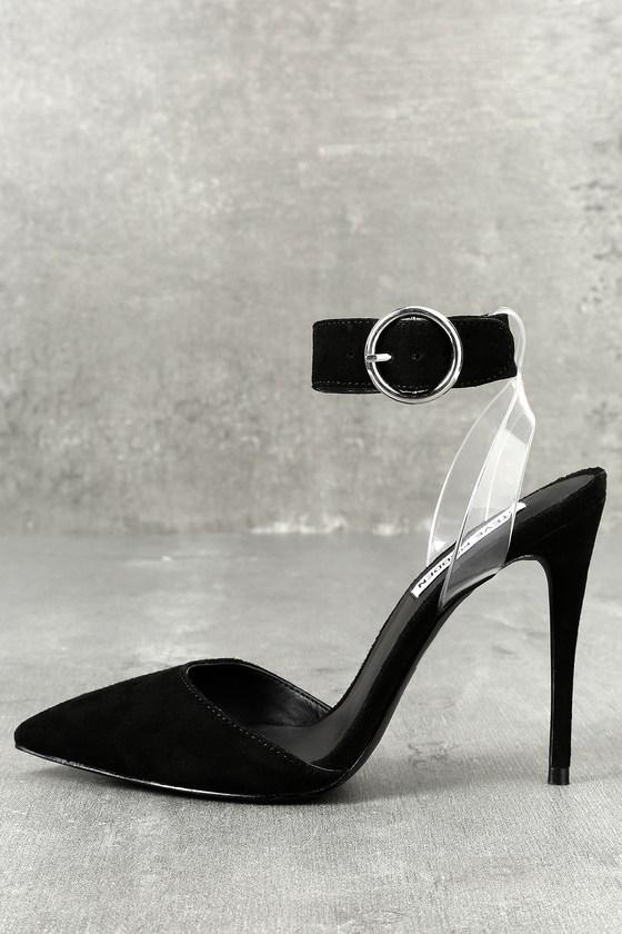 Steve Madden | Diva Black Suede Leather Lucite Heels | Size 5.5 | Lulus