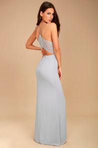 Lulus Story Of A Starry Night Grey Backless Lace Maxi Dress