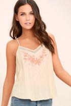 A Calin Like Me Now Light Beige Embroidered Top