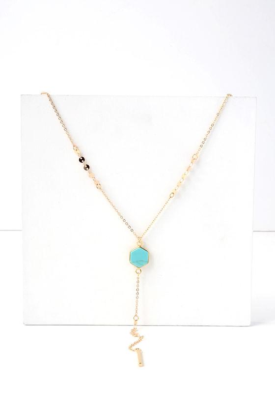 Love And Honor Gold And Turquoise Drop Necklace | Lulus