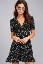 Made Of Stardust Black Print Wrap Dress | Lulus