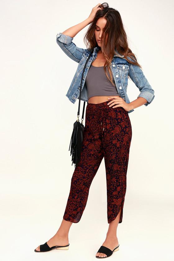 O'neill Hana Navy Blue Print Pants | Lulus