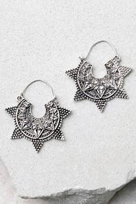 Lulus Spiritual Burst Silver Earrings