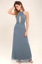 Lulus Beyond Explanation Slate Grey Maxi Dress