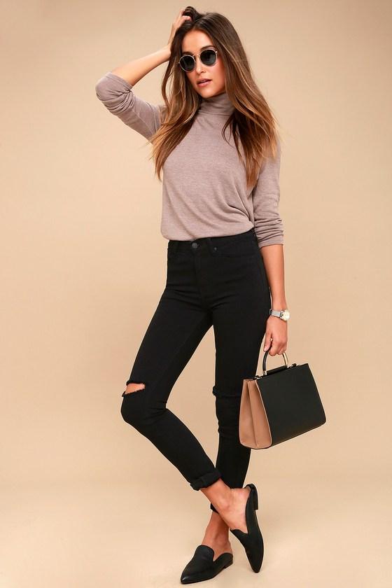 Eunina | Guitar Solo Black High-waisted Distressed Skinny Jeans | Size 9 | Lulus