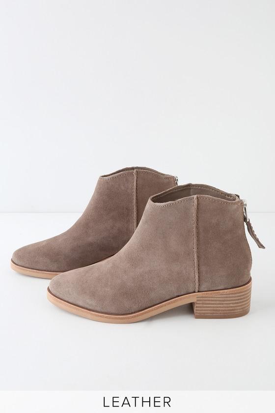 Dolce Vita Tucker Dark Taupe Genuine Suede Leather Ankle Booties | Lulus