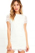 Lulus Take Me To Brunch Ivory Lace Shift Dress