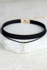 Lulus Sweetness Black And Gold Layered Choker Necklace