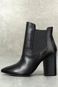 Kristin Cavallari Starlight Black Leather Pointed Toe Ankle Booties