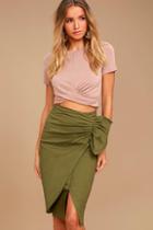J.o.a. Wylie Olive Green Midi Skirt