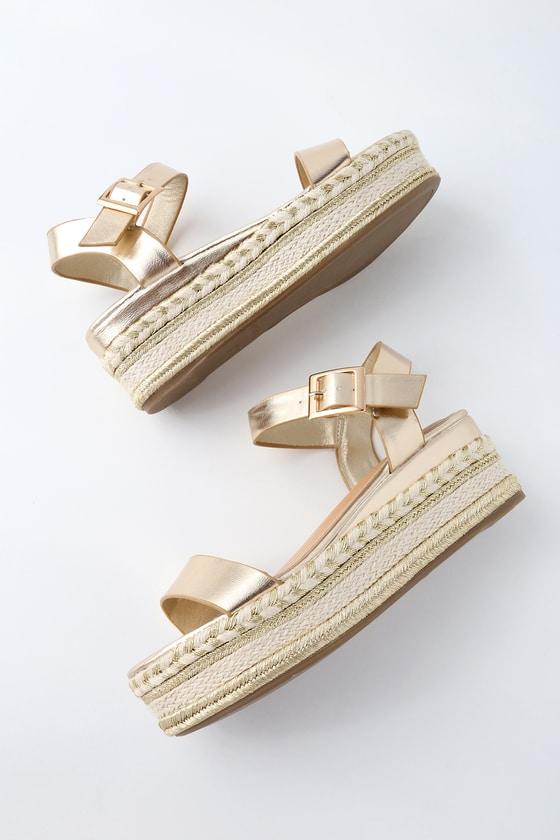 Bamboo Cecilio Gold Espadrille Flatform Sandals | Lulus