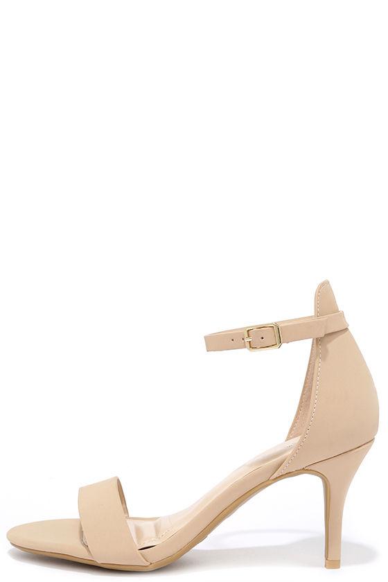 Lulus | Published Author Nude Nubuck Ankle Strap Heels | Size 6 | Beige | Vegan Friendly