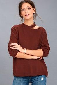 Evidnt Heike Wine Red Sweater Top