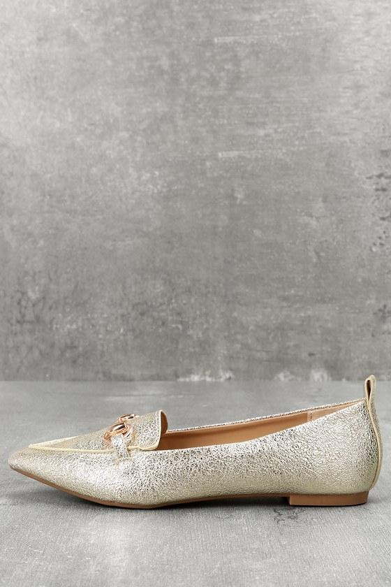 Lulus | Charlotte Gold Loafers