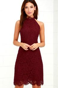 Bb Dakota Cara Burgundy Lace Dress