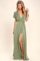 Lulus City Of Stars Sage Green Maxi Dress