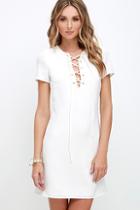 Lulu*s Ante-up Ivory Lace-up Dress
