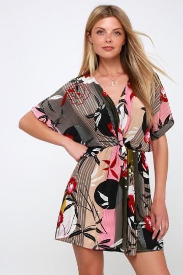 I. Madeline Isola Multi Print Short Sleeve Dress | Lulus