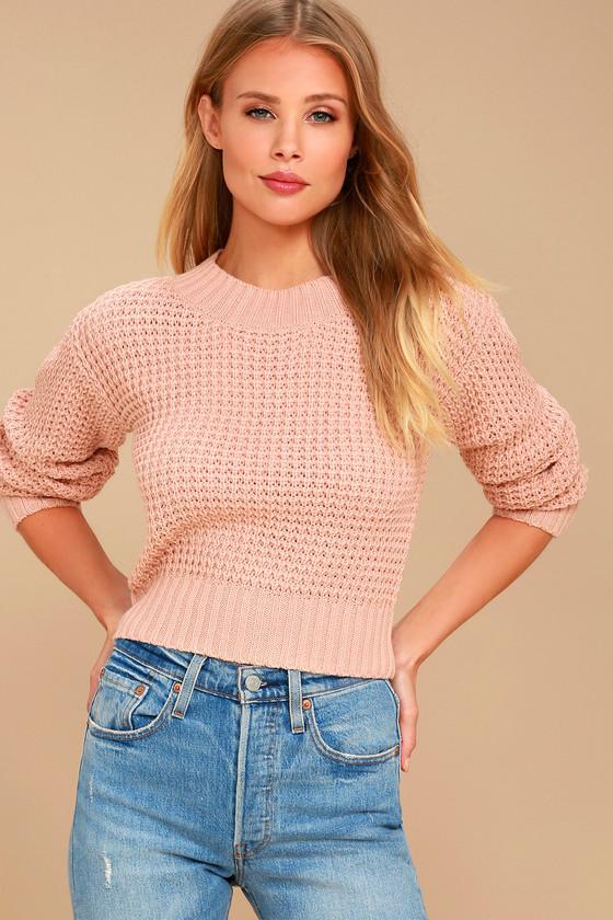 Campfire Cozy Blush Pink Cropped Sweater | Lulus