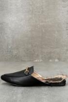 Lulus | Antonia Black Faux Fur Loafer Slides | Size 5.5
